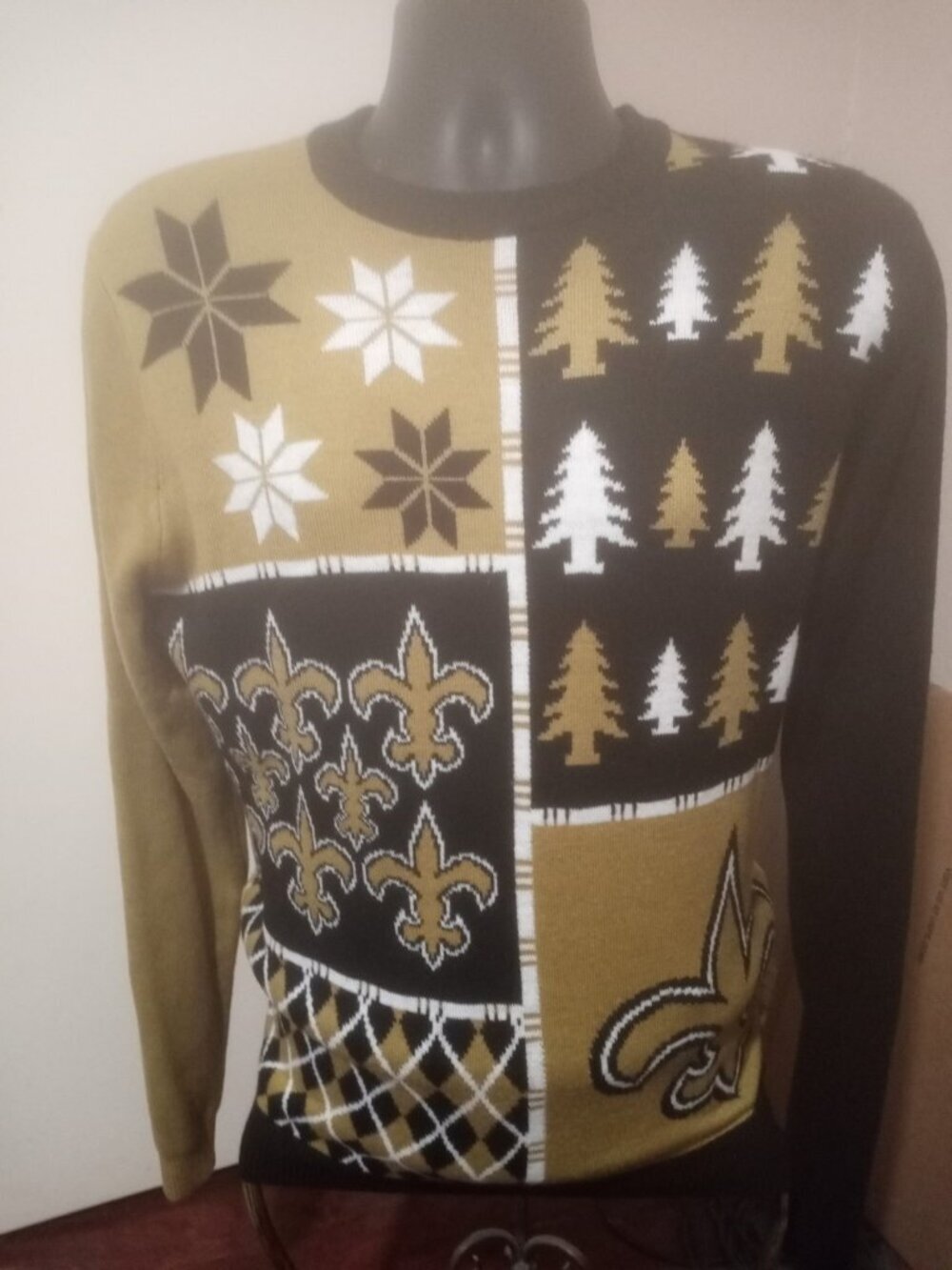 Team Apparal NFL New Orleans Saints Busy Block Ugly Sweater Men's Size Large L
